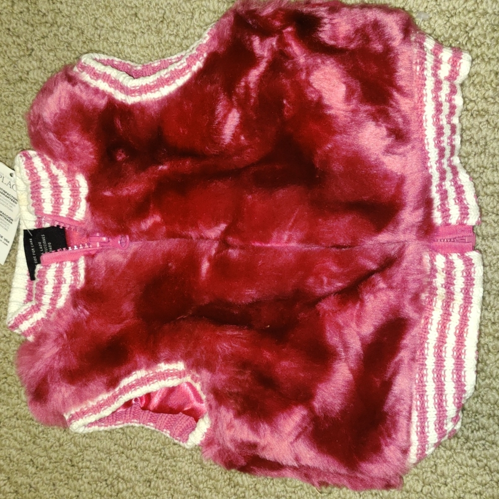 NWT Infant Girls Pink Faux Fur Zipup Vest 18 Month